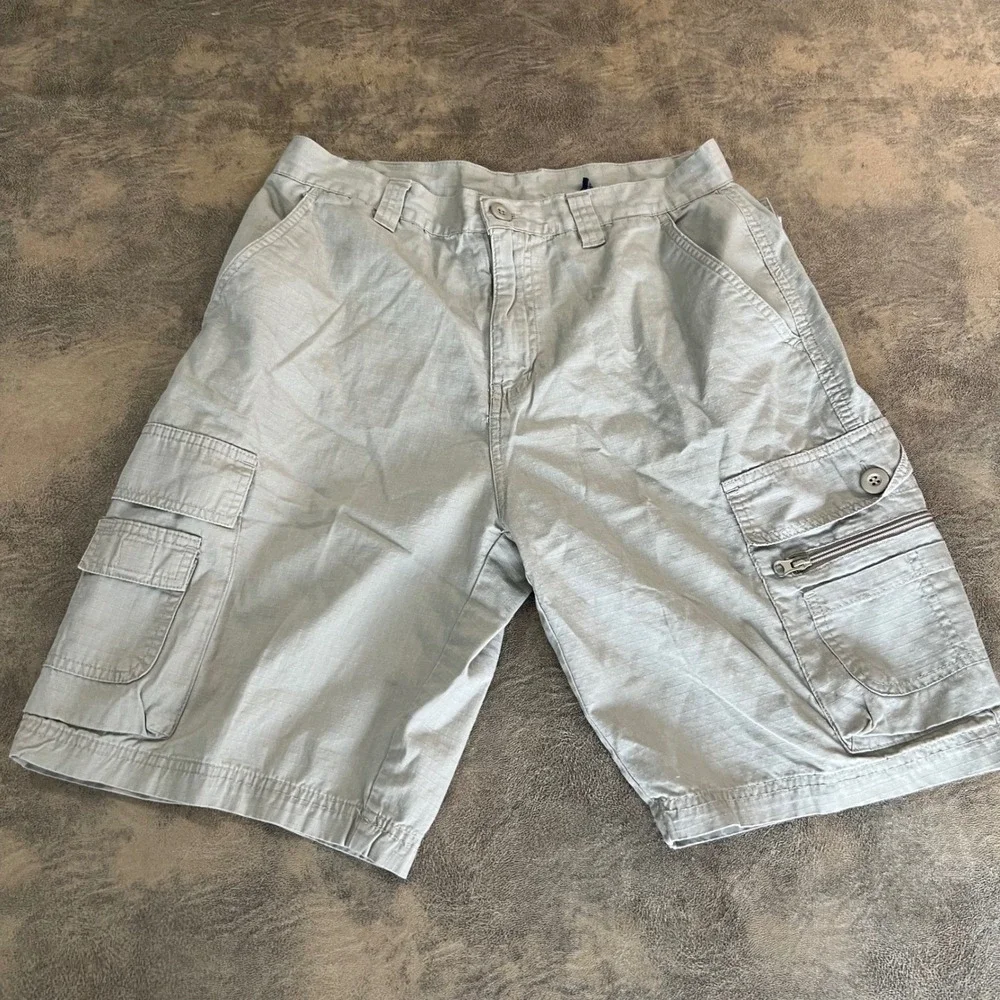 Bugle Boy Cargo Shorts Mens 32(30) Khaki Tan Ripstop Cotton VTG 90s y2k